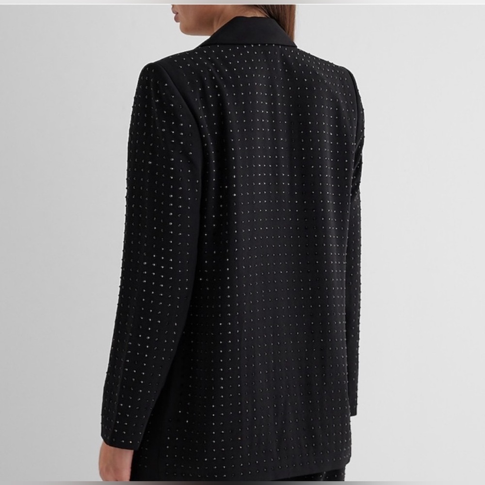 🆕Express Black Studded Women's Boyfriend Blazer XS - Picture 2 of 4